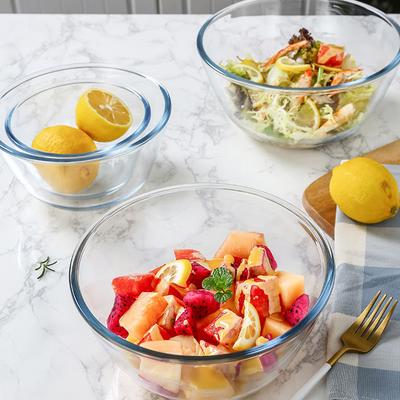 Clear Glass Salad Bowl High End Material Exquisite Workmanship Smooth Surface Elegant Design Home Kitchen Utensil