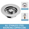 Kitchen Sink Drain Strainer,Stainless Steel Pop Up Sink Stopper,Anti-Clogging Sink Strainer Plug,Kitchen Sink Accessories