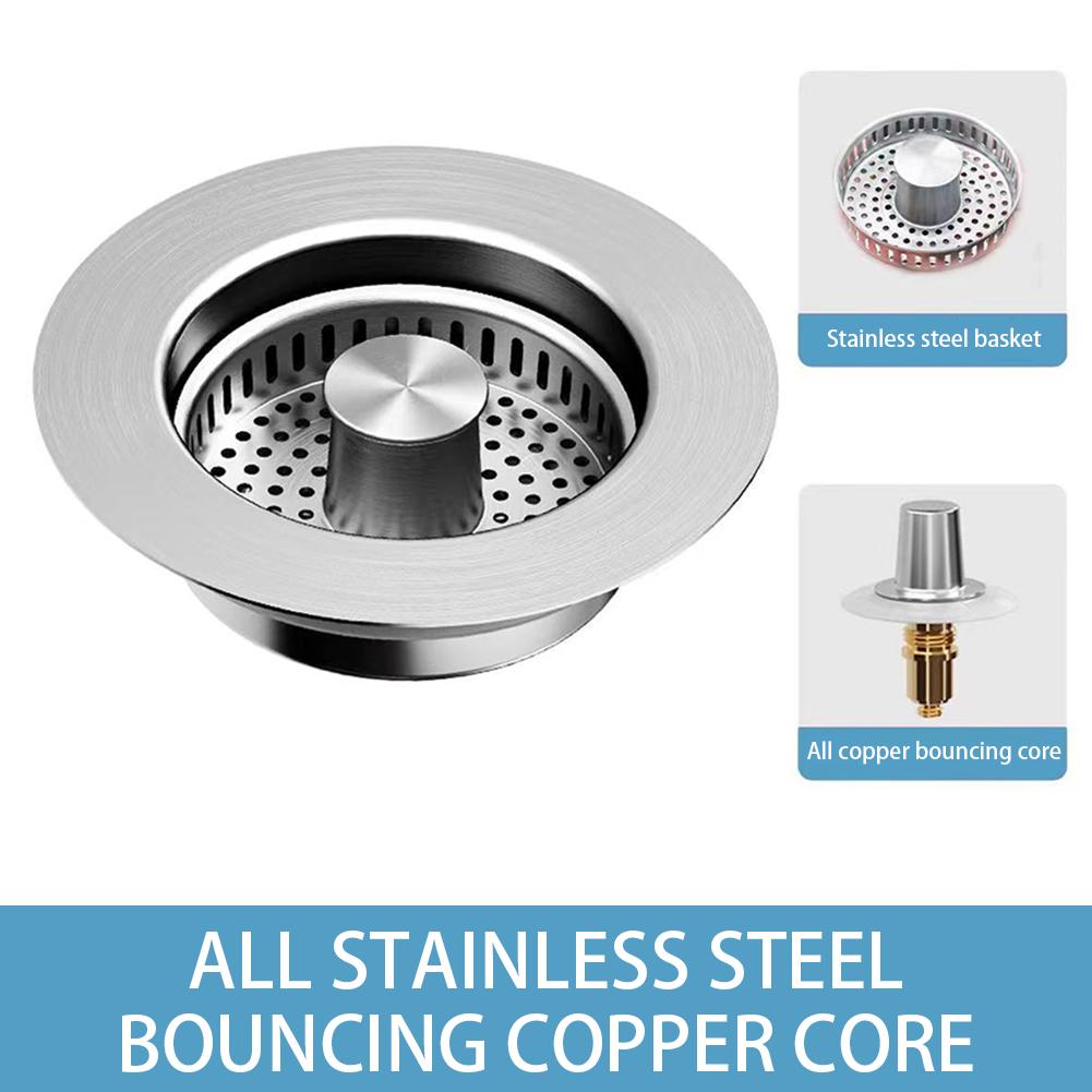 Kitchen Sink Drain Strainer,Stainless Steel Pop Up Sink Stopper,Anti-Clogging Sink Strainer Plug,Kitchen Sink Accessories