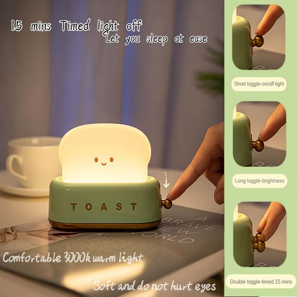 1PC Creative Toast Bread Machine Night Light Girl Gift Holiday Atmosphere Light Bedroom Bedside Companion, Sleeping Night Light