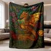 2026 New Flannel Blanket 1pc Featuring Books, Flowers, And Dragon Design for All Seasons, Ideal for Outdoor Use, Perfect Birthday Or Holiday Gift for 