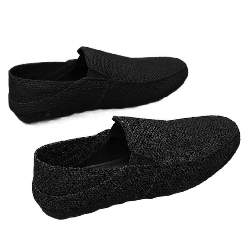 Canvas summer new breathable black cloth shoes lazy driving soft-soled Doudou trendy shoes