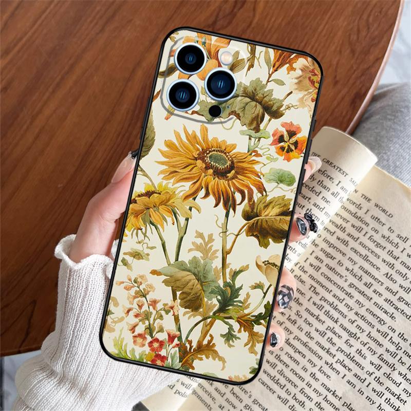 

Vintage Sunflowers Phone Case For iPhone 17 Pro Max 11 14 15 16 Pro Max Plus 12 13 mini 16e 17 Air Back Cover iPhone 15Pro MAX