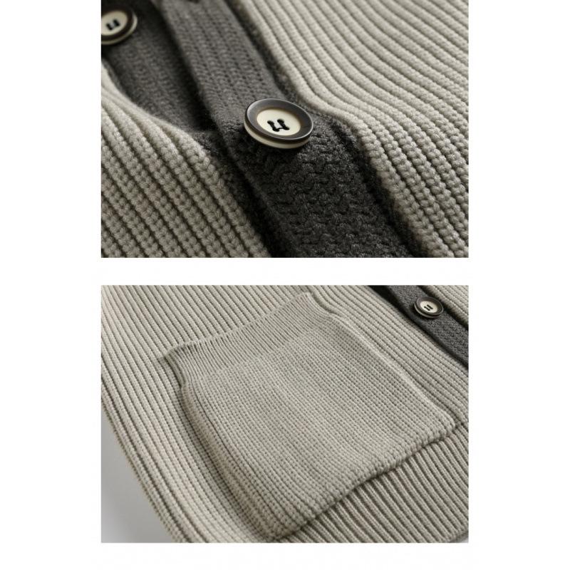 

Men s Casual Autumn Color Block Knit Cardigan Coat Large чорний