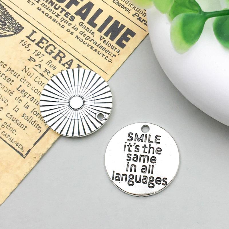 

Античное серебро Вдохновляющая подвеска-шарм с буквой для DIY украшений