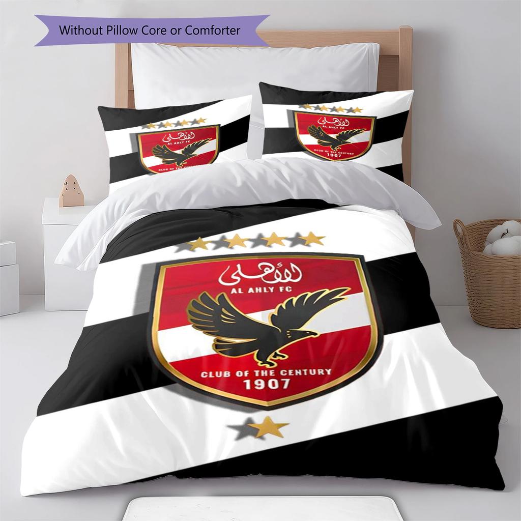 Al Ahly Pattern Bedding Set Quilt Cover Pillowcase Home Decor Gift (1 * Duvet Cover + 2 * Pillowcase, Without Core)