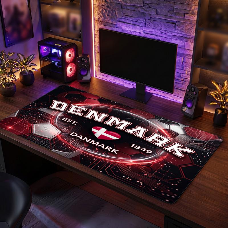Denmark Football Crest Mouse Pad, Extended Non Slip Rubber Desk Mat for Gaming Office Laptop Fan Gift