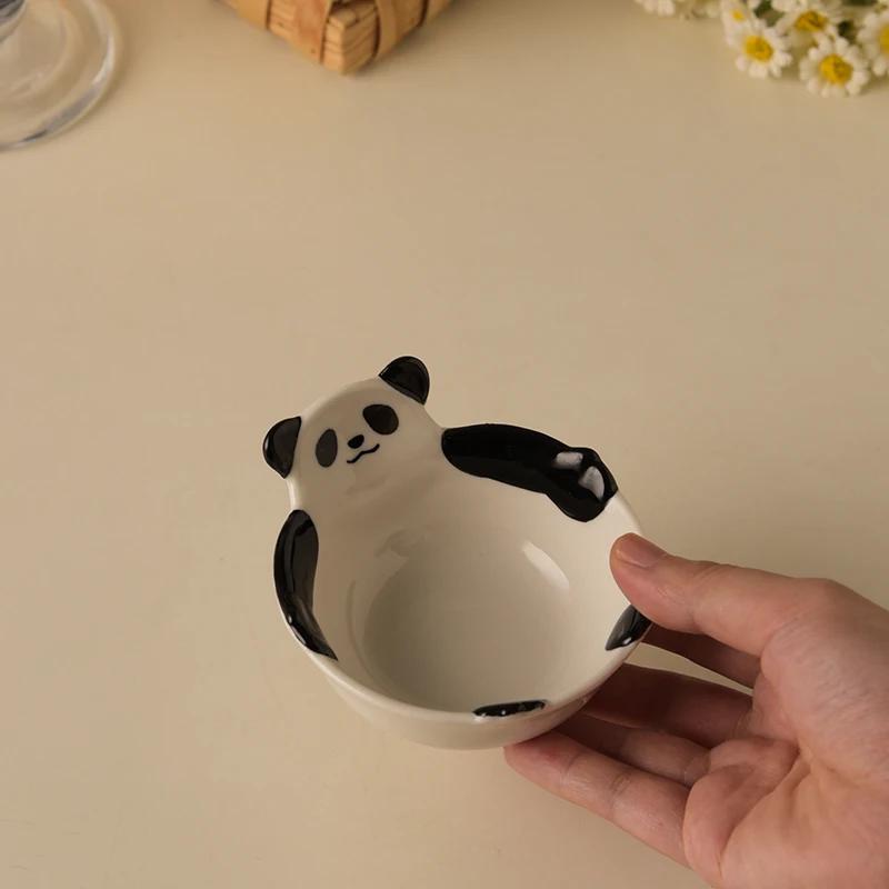 New Cartoon Panda Ceramic Dishs Home Dip Dish Cute Small Dish Soy Sauce Dish Seasoning Dish Hot Pot Sauce Dishs Cute Panda Dishs