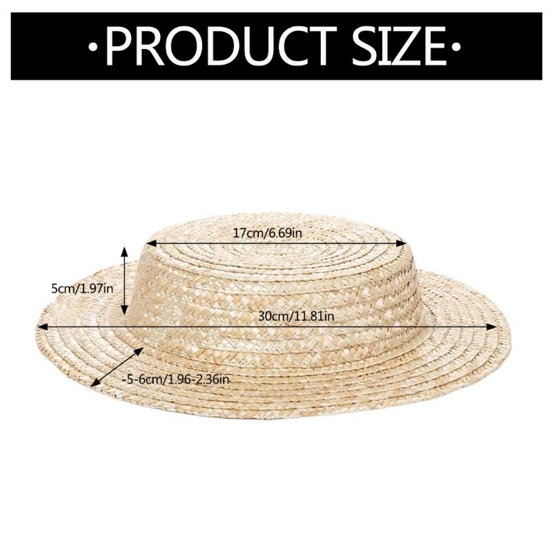 Woven Straw Bonnet Hat Base for Women Breathable Victorian Straw Hat French Flat Top Hat Headwear Beach Vacation Sun Caps