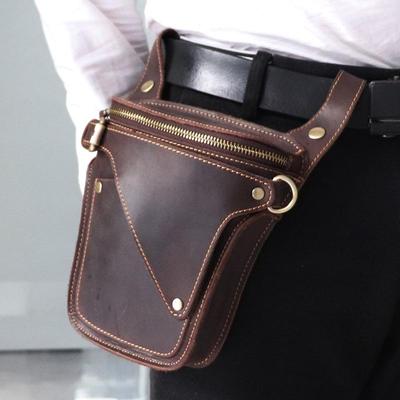 Pánská vintage motocyklová ledvinka z pravé kůže - Crazy Horse crossbody taška