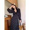Plus Size V-Neck Floral Long Sleeve Dress - Slimming & Elegant for Spring/Autumn