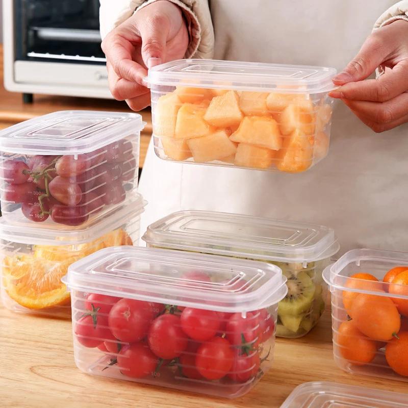 5pcs Refrigerator Storage Box Freezing Vegetable Fruit Fridge Organizer Freeze Meat Fresh-Keeping Box With Lid For Kitchen