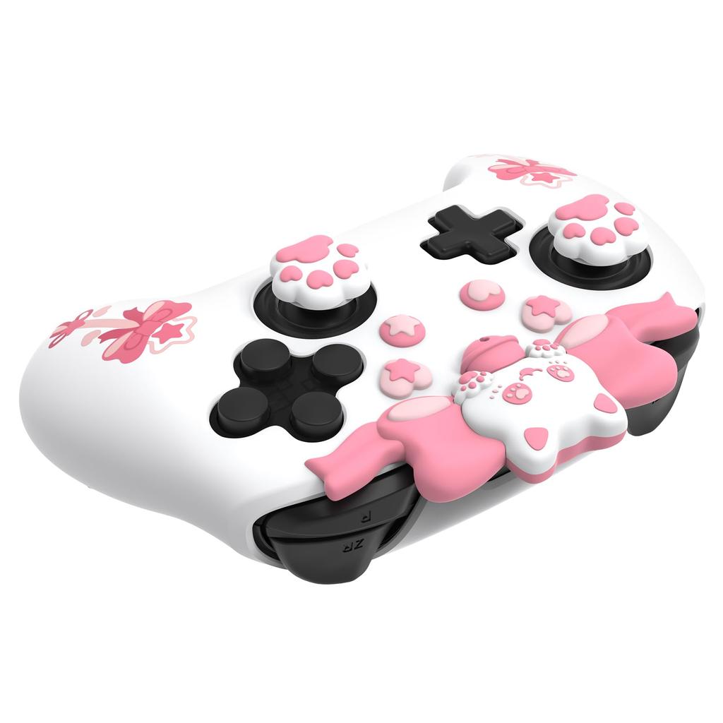 Custodia in silicone PlayVital Sweetheart Kitty per Switch Pro Controller. Simpatica impugnatura per joystick e custodia protettiva in silicone per Switch Pro Controller -