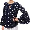European & American Polka Dot Bell Sleeve Plus Size Chiffon Blouse