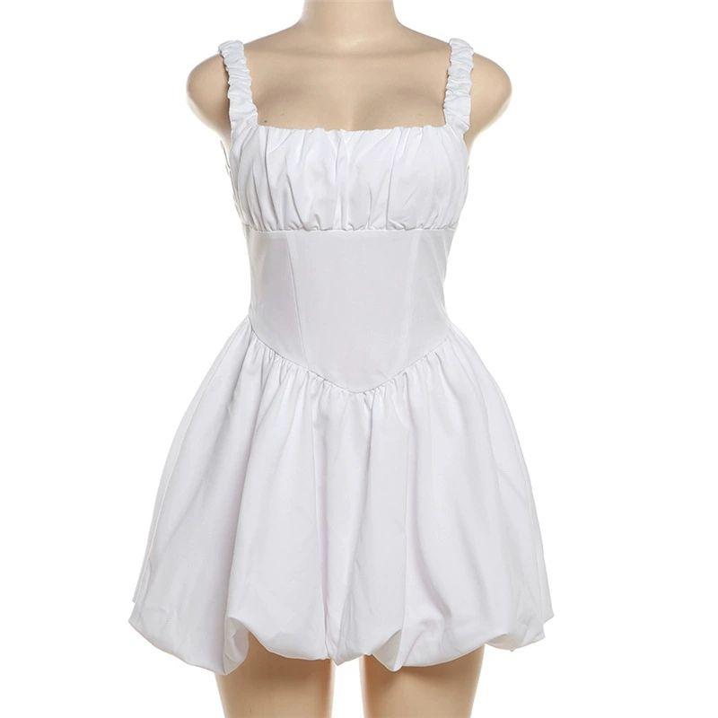 Elsa European and American Women clothes Ins New French style Elegant Square Collar Sexy Gyaru Slim fit Waist Dress A- line Skirt for Women
