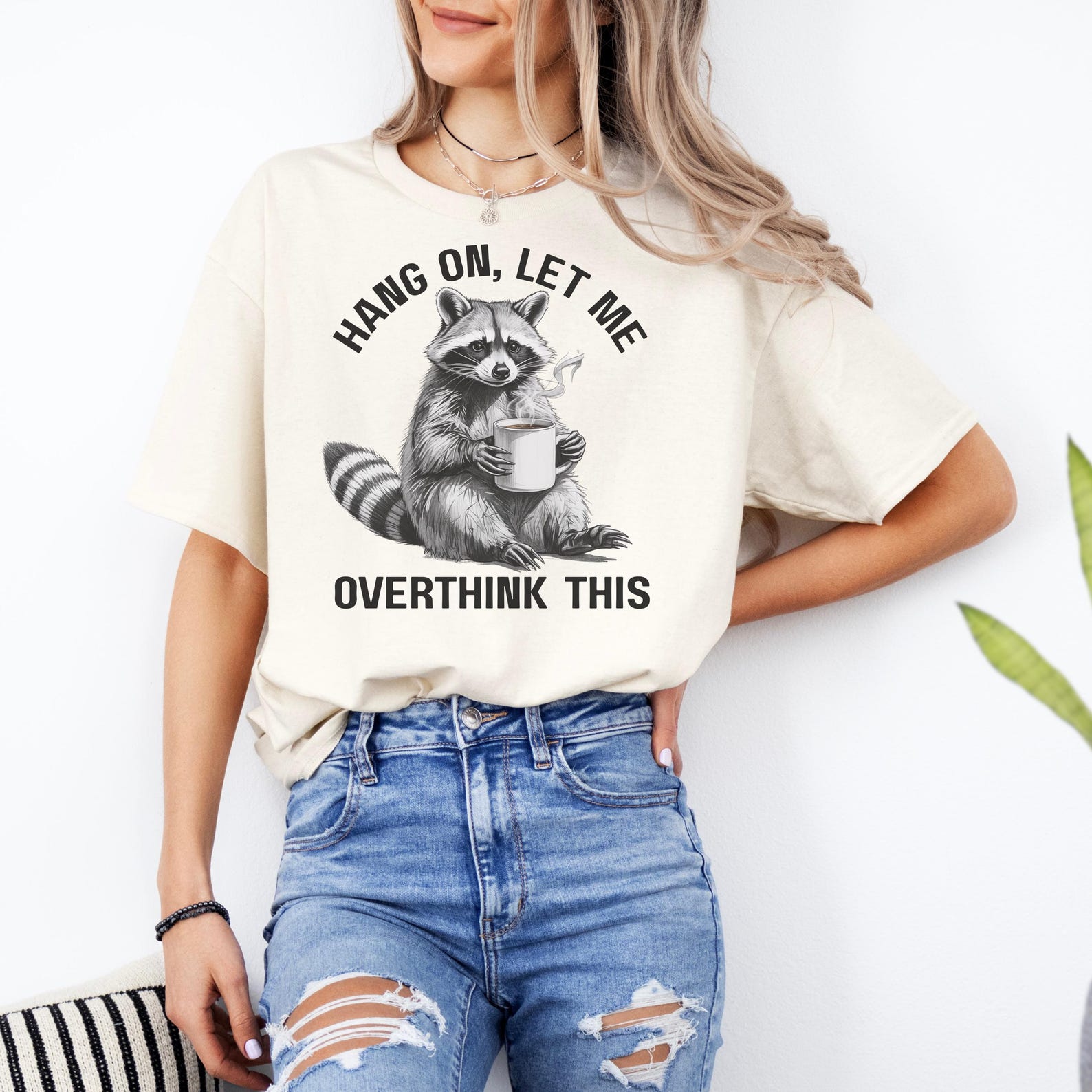 Hang On Let Me Overthink This T-Shirt, Sarcastic Saying Tee, Overthink This Shirt, Funny Racoon Shirt, Racoon Meme Shirt, Unisex Graphic Tee L