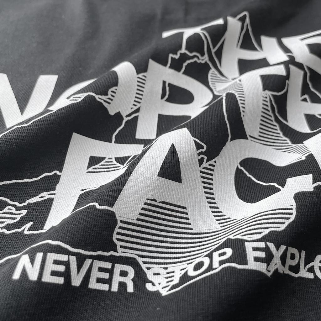 The North Face Short Sleeve with Back Mountain Sketch Oversized TNF Size M Men's T-Shirt Print, Black, Tee, Black/White Dune, [Used]