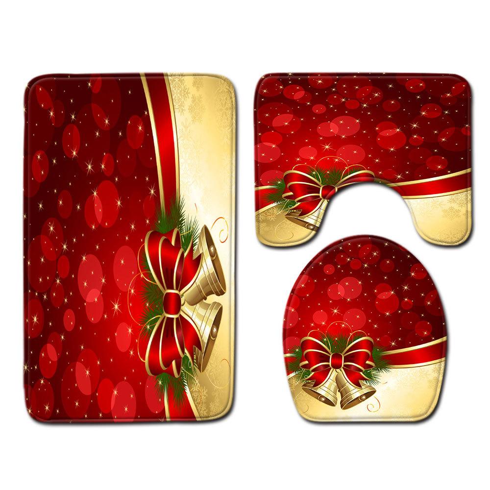 Christmas Bathroom Floor Mat Toilet Three-Piece Set