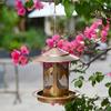 Bird Feeder with Rainproof Roof Metal Feeder Large Capacity Grain Storage Bin And Tray Feeder for Outdoor Garden Patio
