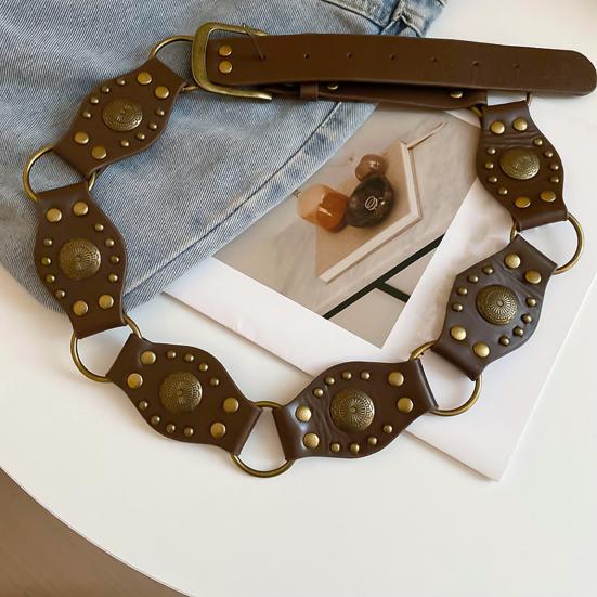 Yousheng Retro Women Belt Bohemia Style Alloy Imitation Leather Waist Chain Dresses Shirts Tops Waist Belt Clothing Accessory