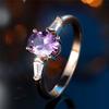 Trendy Purple Zircon Crystal Oval Stone Vintage Gold Color Wedding Bands Engagement Rings For Wome Jewelry