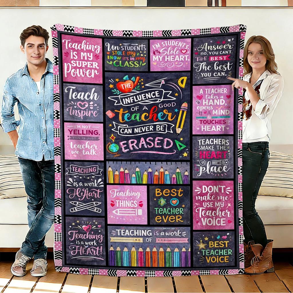 Teacher Inspiration Flannel Blanket Soft Cozy Throws Napping Travel Use