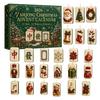 24 Day Countdown Calendar Chinese Mahjong Tile Advent Calendar, 24-Day Christmas Set with 2D Atmosphere Decor Acrylic Ornaments, Tree Hanging