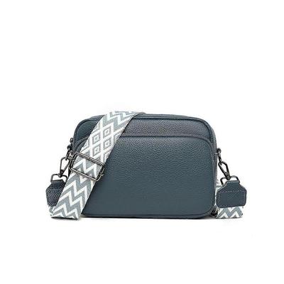 Ladies' Genuine Leather Shoulder Bag In Blue with Lichee Texture