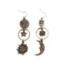 1 Paar Kreatives Design für Sonne Mond Pentagramm Anhänger Damen Asymmetrische Trendige Anhängerohrringe Party Schmuck Geschenk