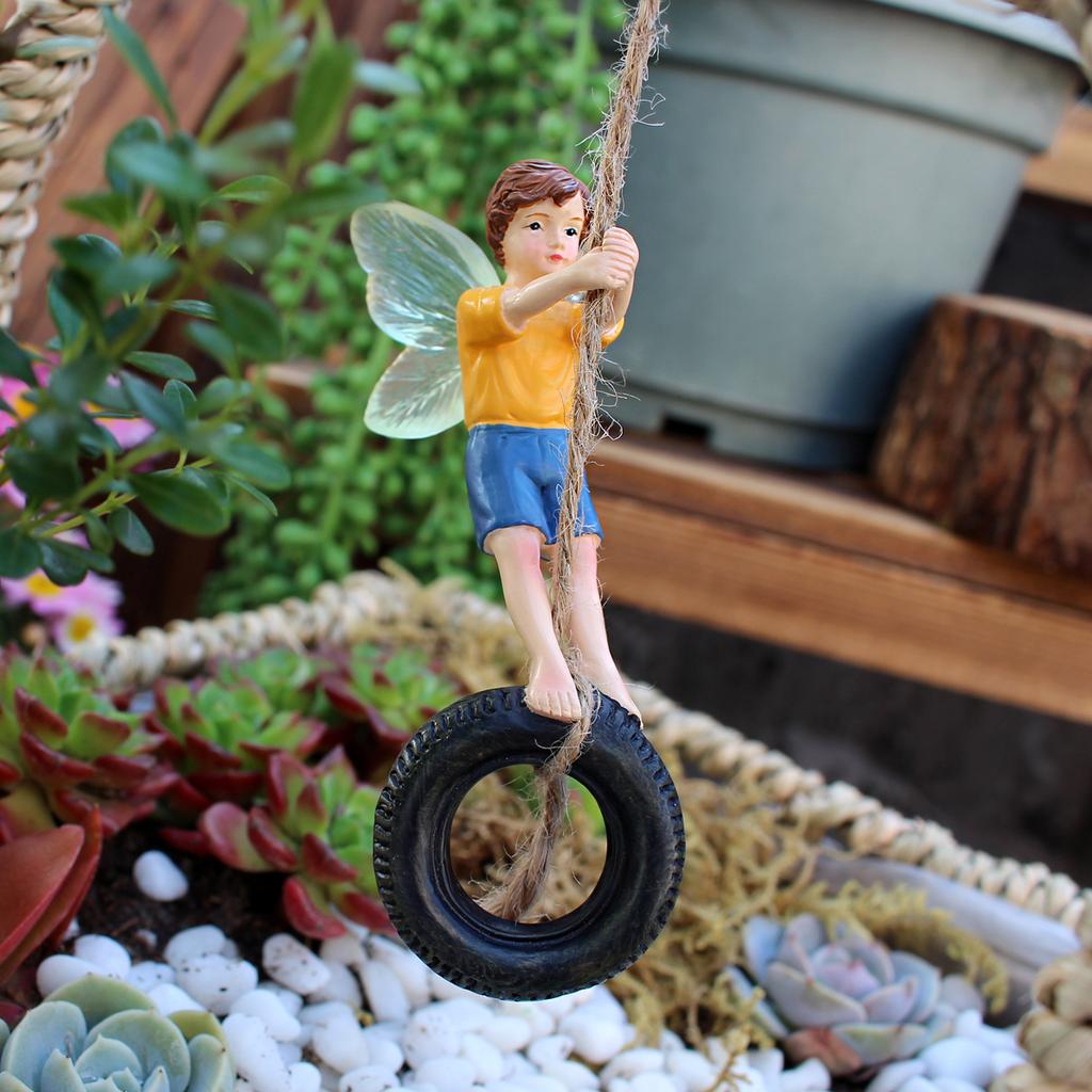 1 piece of swinging tire flower fairy resin handicraft, courtyard garden decoration pendant, bonsai statue, home and living room
