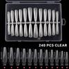 240 Stück Nagelspitzen mit Hilfslinien Matt Transparent Falsche Nagelrichtlinie Falsche Nagelspitzen Vollständige Abdeckung Sarg/Viereckig/Rund/Oval