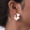 Vintage Pearl Hoop Earrings For Women, Waterproof Stainless Steel Fashion Hypoallergenic Girls Pearl Earrings