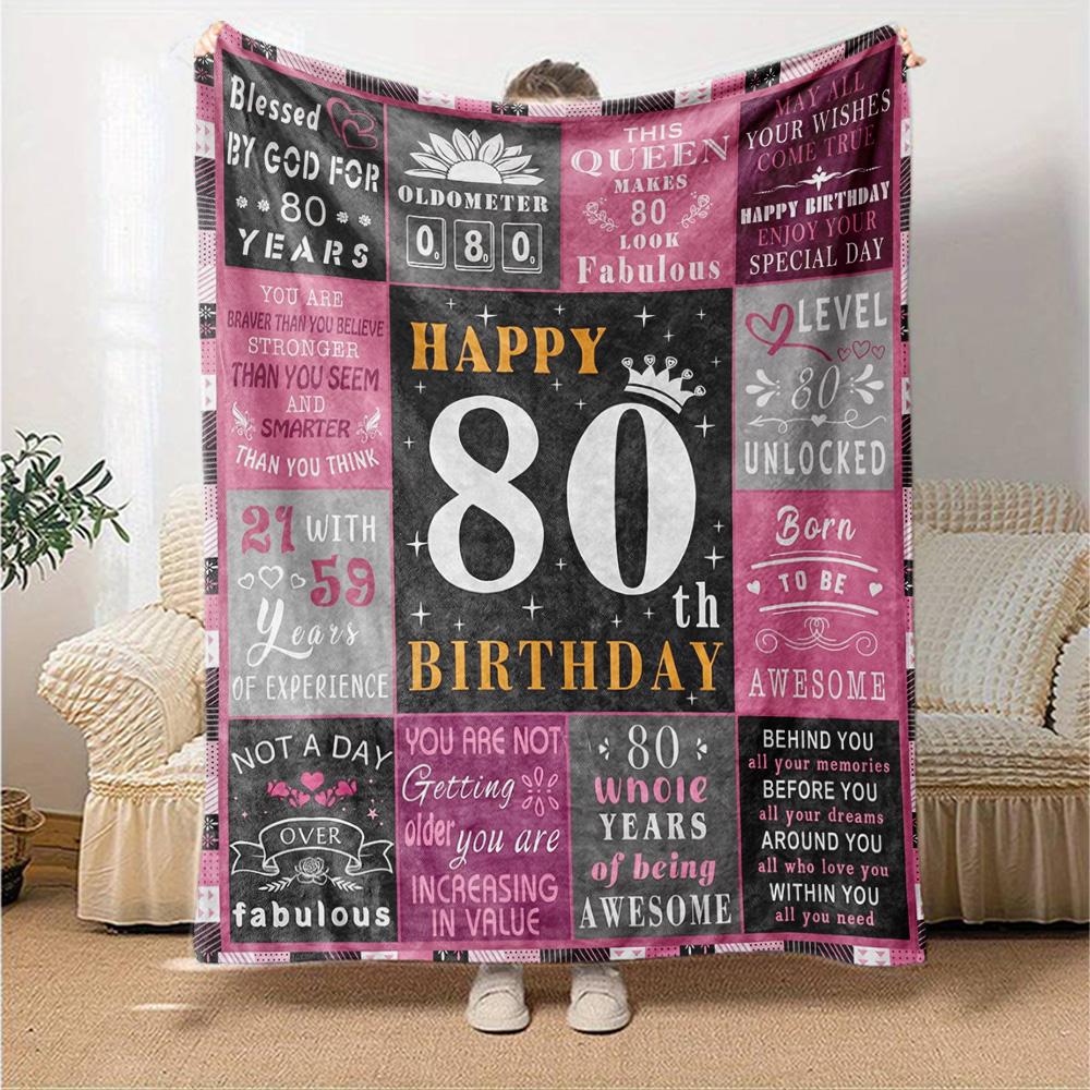 80Th Birthday Celebration Throw Blanket Warmthful Decor Versatile for Sofa Couch Office Bed Picnics Ideal for All Seasons Warmthful Gift Y22