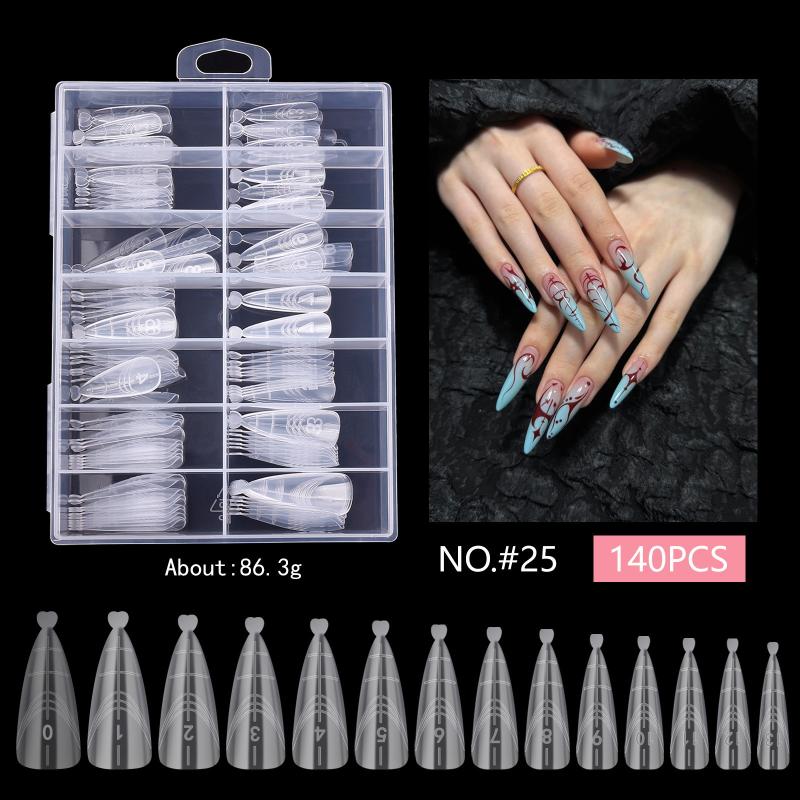 Eagle'S Talon 120/140 Pcs Short Curved Stiletto False Nail Tips Clear Soft Fake Nails Extensions For Diy Nail Salon Manicure