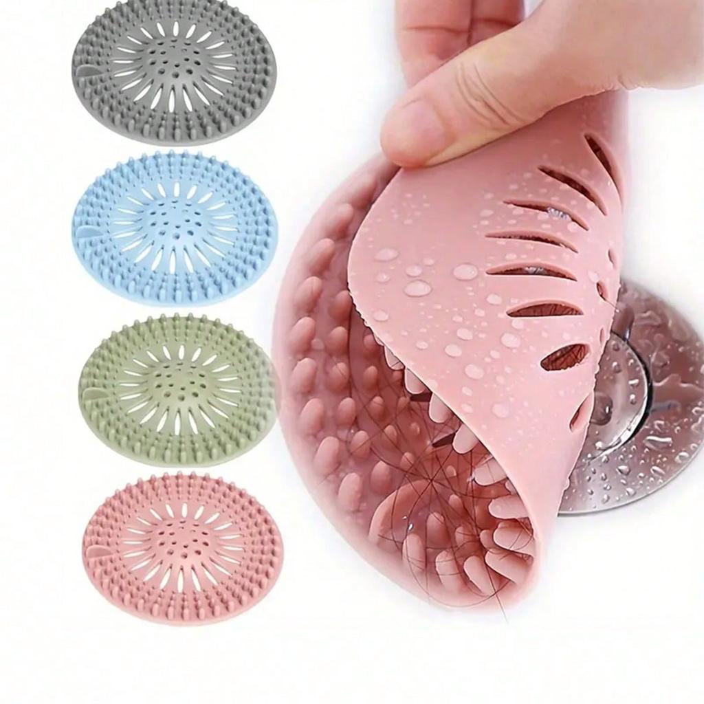 New Arrival Shower Drain Hair Collector And Kitchen Sink Strainer - Reusable Silicone Mesh Strainer With Suction Cup/Non-Design
