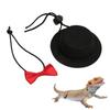 Reptile Hat and Bow Tie Cute     Valentine s Day Clothes Set for Bearded Dragon Hamster Guinea  (Black Hat Red Bow Tie S)