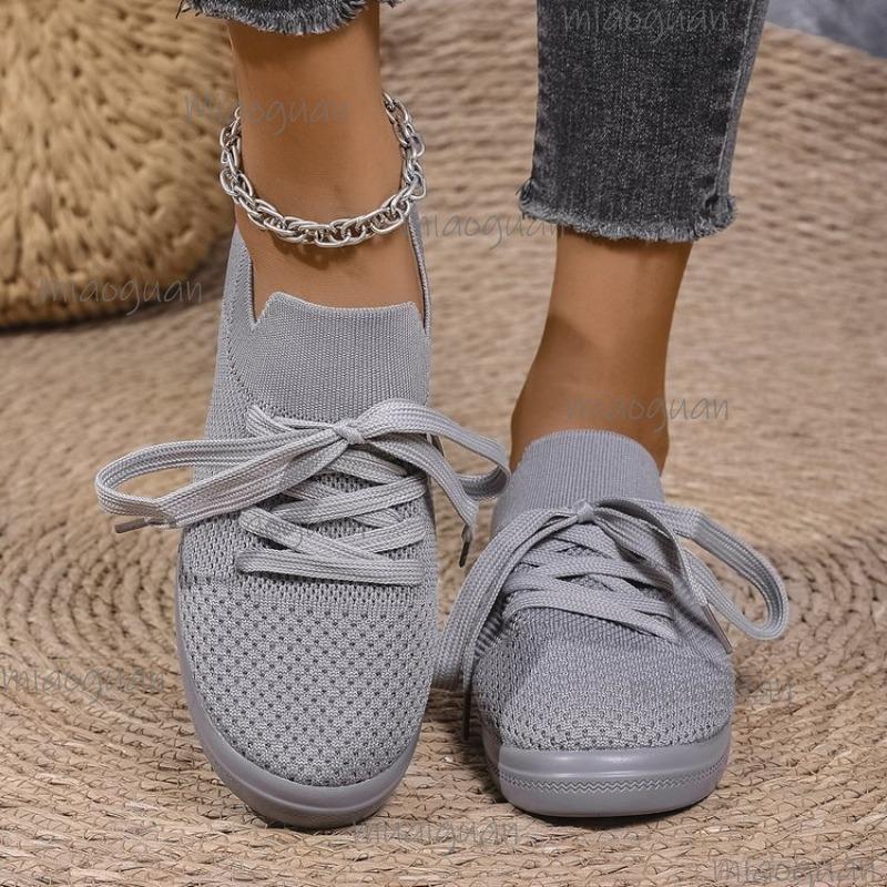 Women Mesh Breathable Flat Casual Shoes Lace-up Comfortable Loafer Ladies Platform Lightweight Sneakers Size36-42 Tenis Feminino