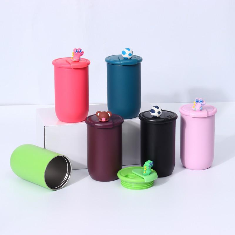 304 Stainless Steel Vacuum Insulated Kids Cartoon Water Bottle 460ml Portable Leakproof Travel Cup Children Students
