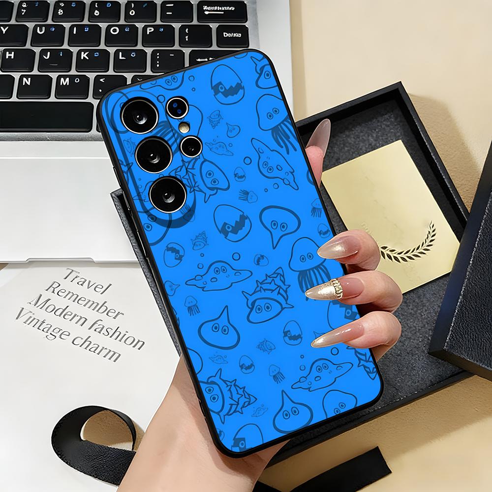 D-dragon Q-Quest Slime Phone Case For Samsung S26 S25 S24 FE S23 S22 S21 Plus S20 Ultra Note20Ultra Black Soft Shell