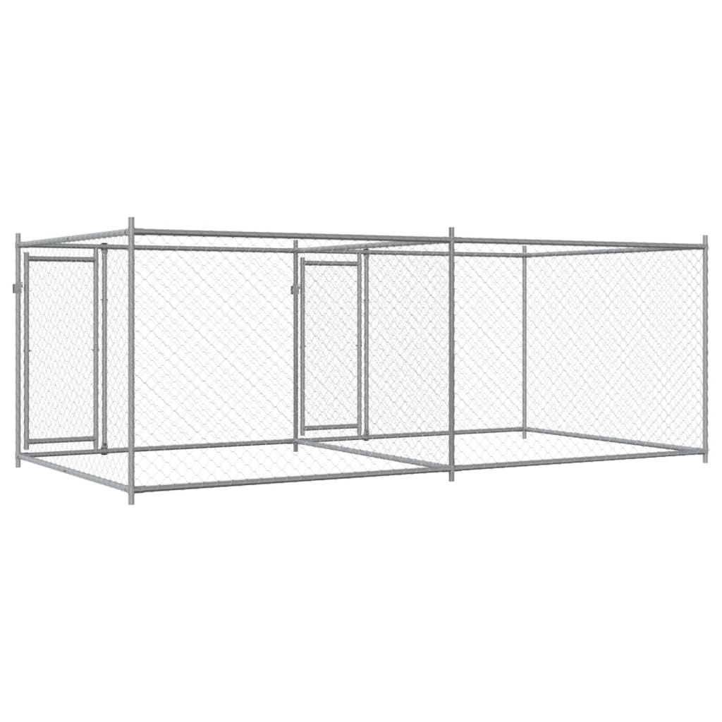 Vidaxl Dog Cage, With Door, Grey, 4X2X1.5 M, Steel