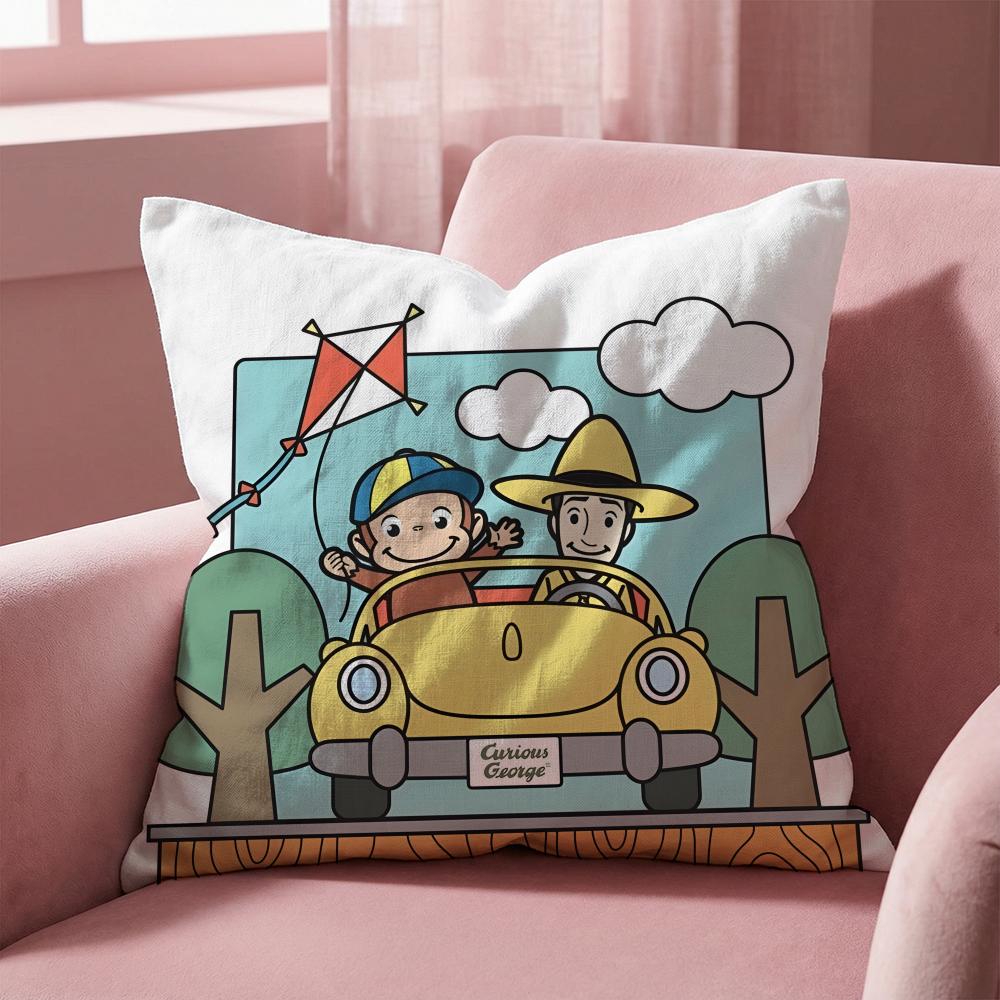 C-Curious George ZEICHENTRICK Kissenbezug Mehrzweck-Kissenbezug für Zuhause & Auto - Wendbar, Weich & Langlebig für den täglichen Gebrauch