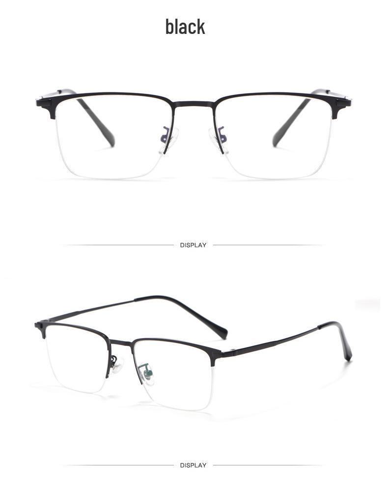 Ultra-Light Men's Half-Frame Alloy Myopia Glasses - Retro Metal Design