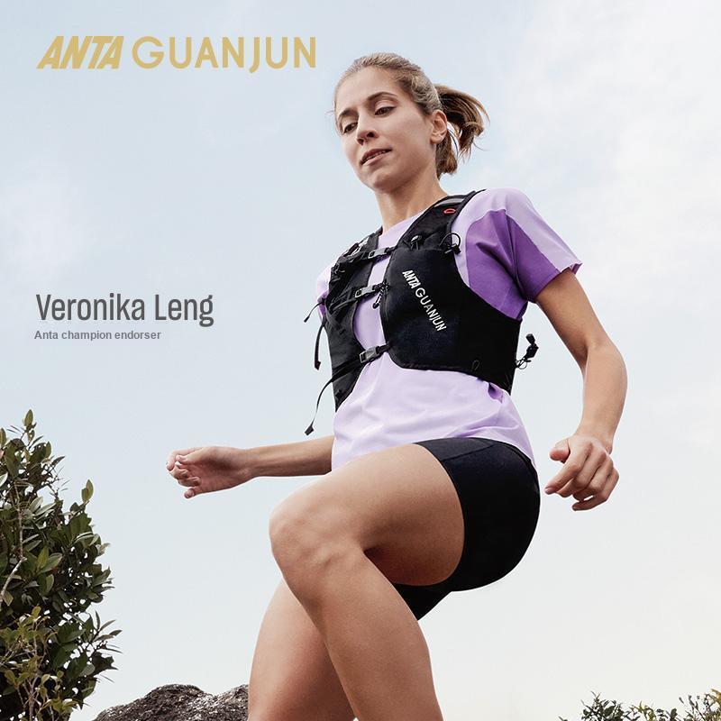 Anta Champion Outdoor Series Simple Versatile Spliced Round Neck Quick-Dry Letter Sports T-Shirt Women Tops 162530117-2