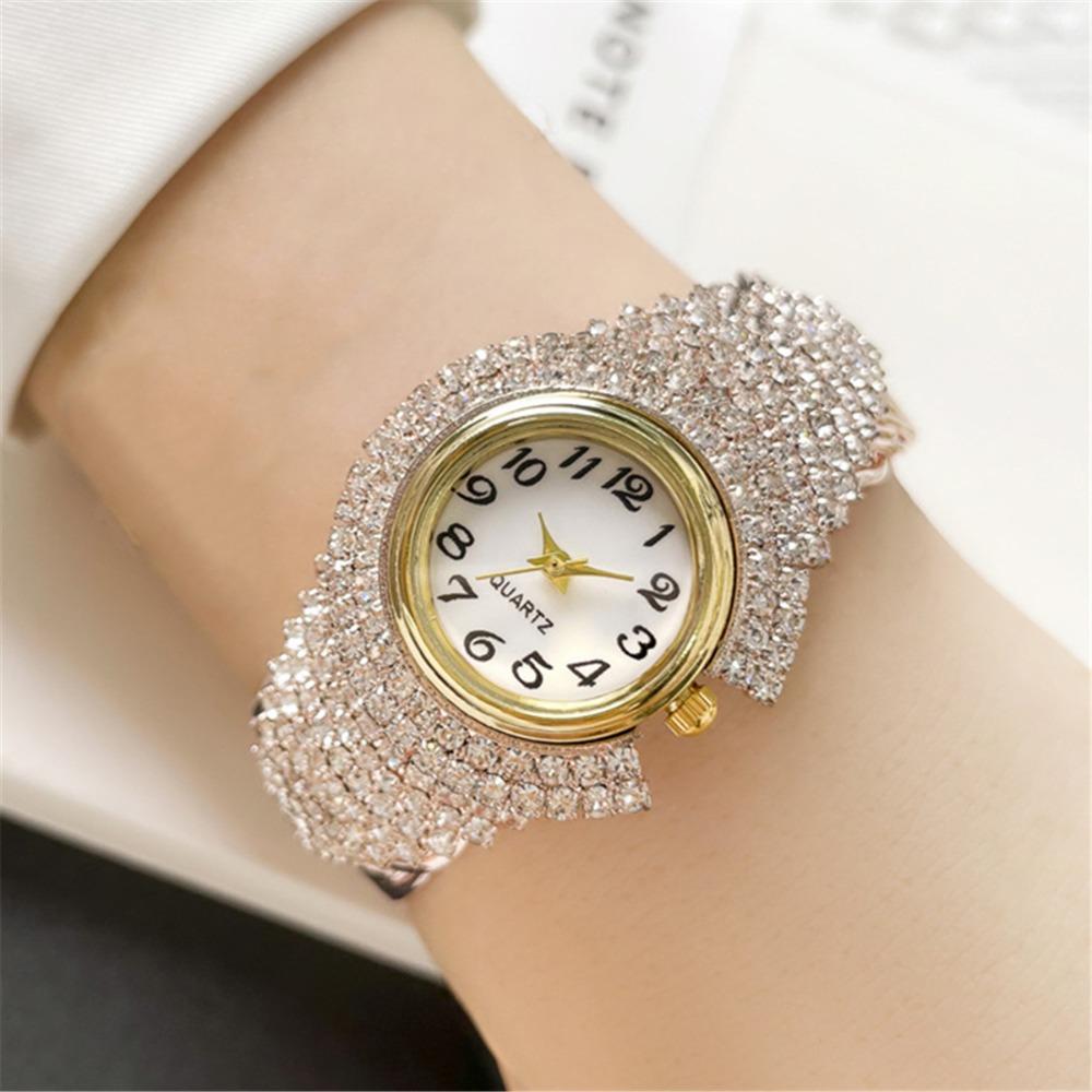 Vintage Quartz Zircon Wrist Watch Clock Open Bangle Watches Fashion Crystal Watches  Gifts
