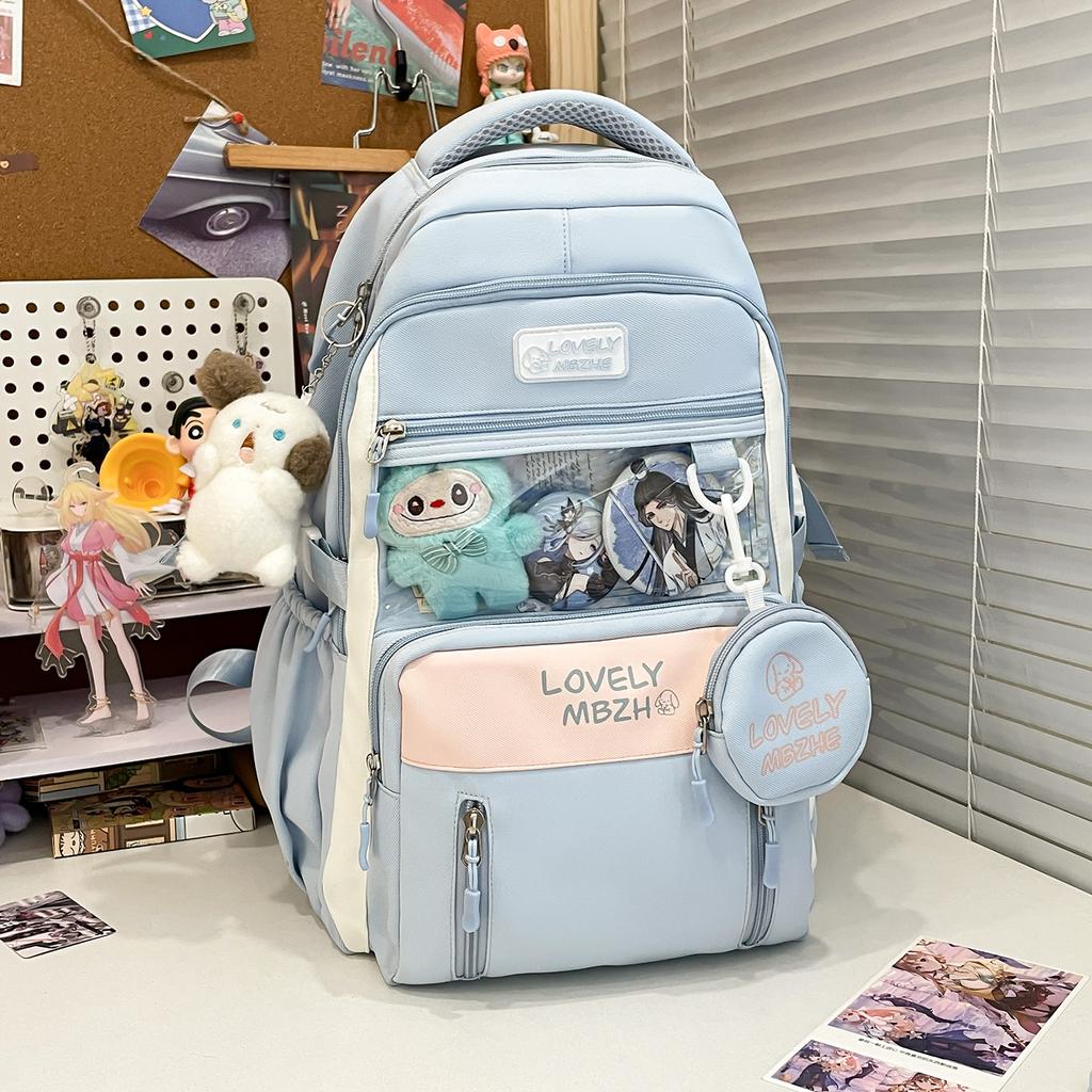 Schoolbag two-dimensional element transparent pain bag ins wind simple junior high school student leisure backpack large capacity Japanese student