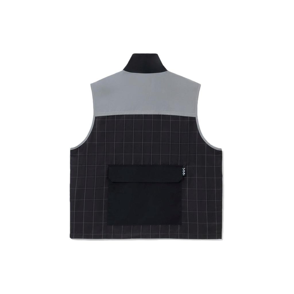 Li Ning Color Block Reflective Zipper Stand Collar Loose Vest Men Vests Black AMDS001-1