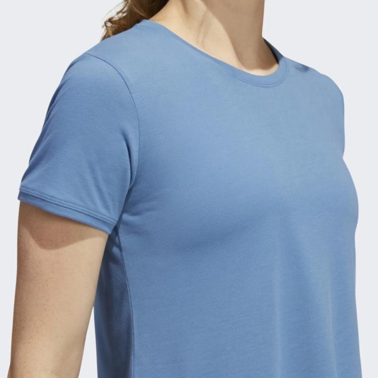 Adidas Solid Color Casual Round Neck Short Sleeve T-Shirt Women Tops Blue HD9565