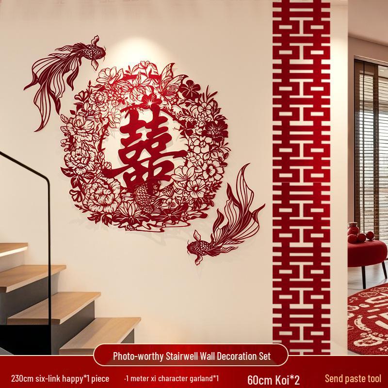 Conjunto de Decoração de Casamento: Decoração Lateral, Escadaria, Fundo de Parede, Quarto Lateral Masculino e Layout do Pátio