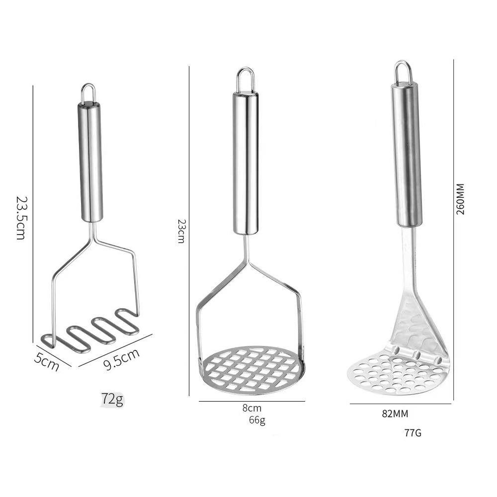 Stainless Steel Potato Masher Press – Heavy-Duty Manual Tool for Mashing Potatoes, Vegetables, Fruits – Kitchen Cooking Gadget