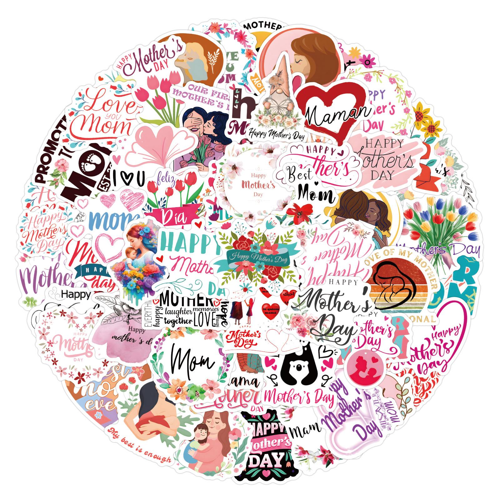 

110 New Mother s Day Graffiti Stickers Decorative Skateboard Water Cup Hand Tent Waterproof Stickers